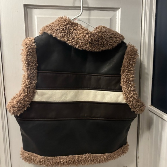 Urban Outfitters Donald Moto Faux Leather Teddy Vest Boho Western Festival - Picture 3 of 5